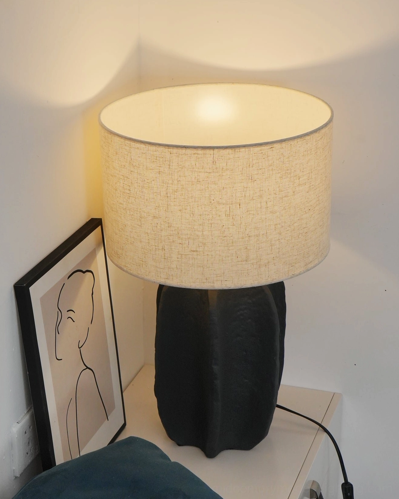 Torso modern lamp in contemporary home office with workspace styling