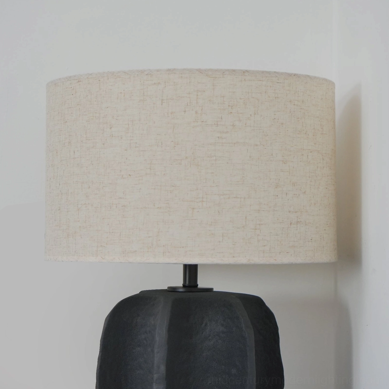 Torso table lamp white ceramic base close-up detail photography
