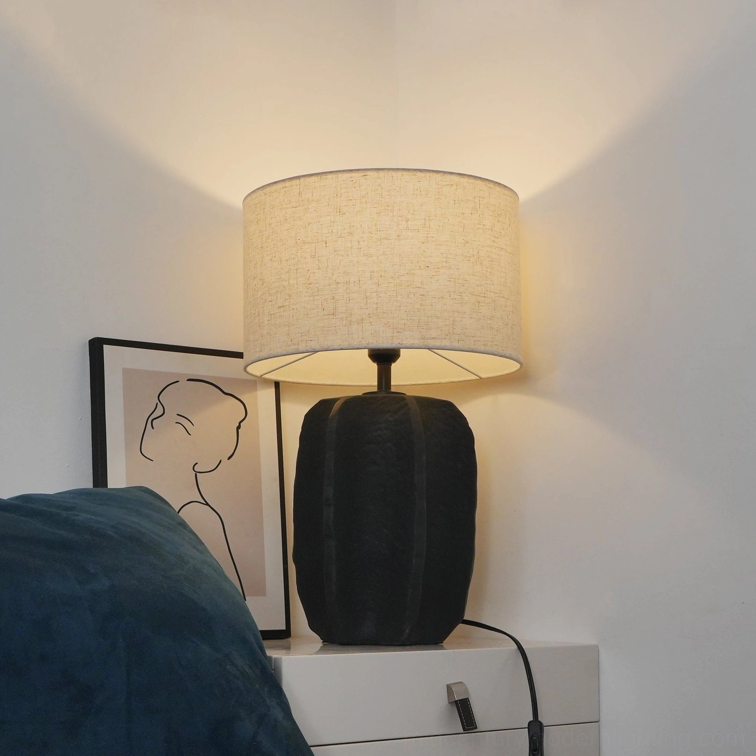 Torso mid-century modern table lamp full perspective view