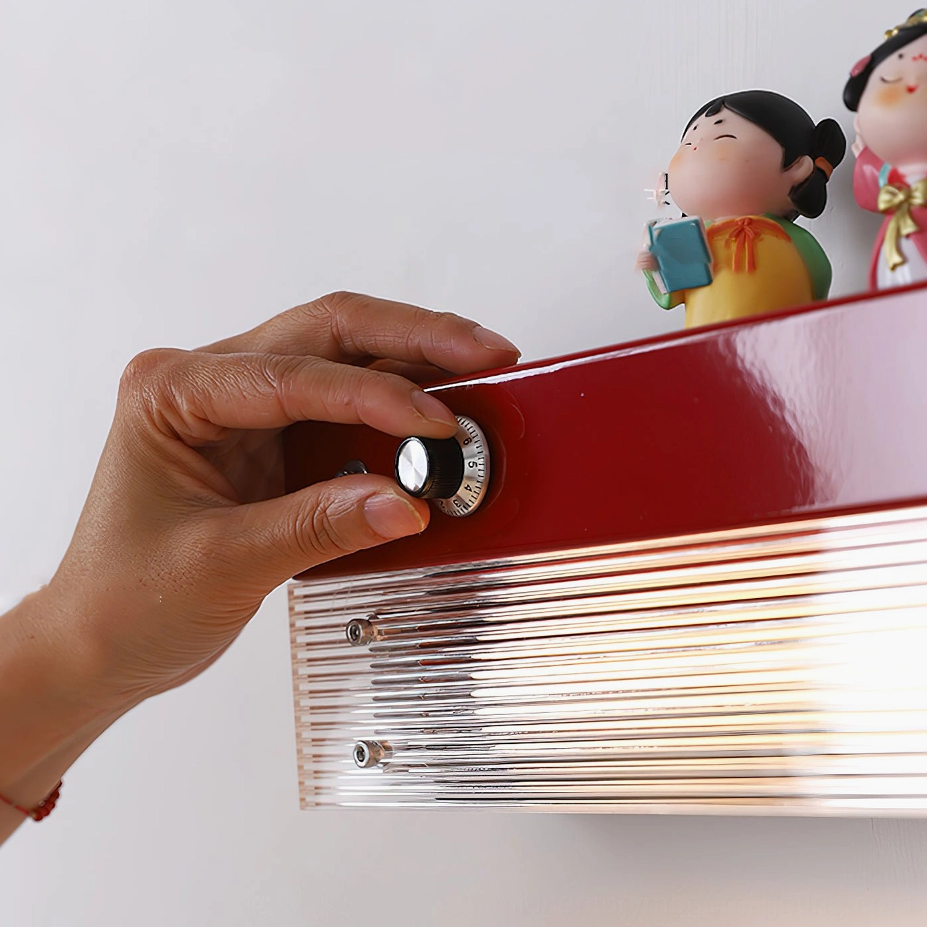 Totem wall lamp rotary brightness control switch and metal frame construction detail