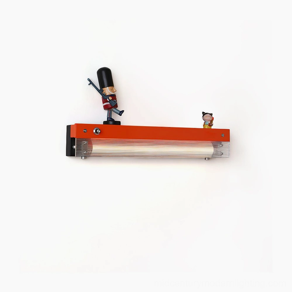 Totem wall lamp with integrated LED warm light and ribbed acrylic diffuser on white wall