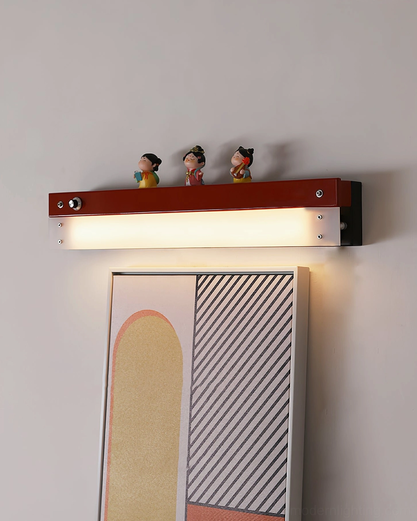Totem wall lamp front perspective showing metal frame and acrylic light diffuser design