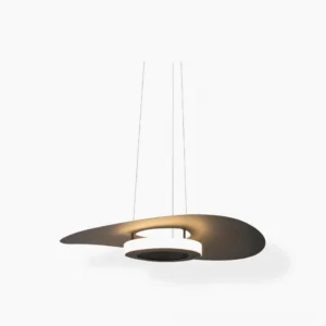 Towers modern disc pendant lamp matte black finish studio view