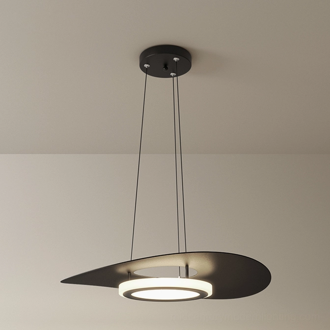 Towers disc pendant light gray background frontal view design