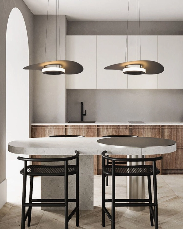 Towers disc pendant light contemporary office workspace