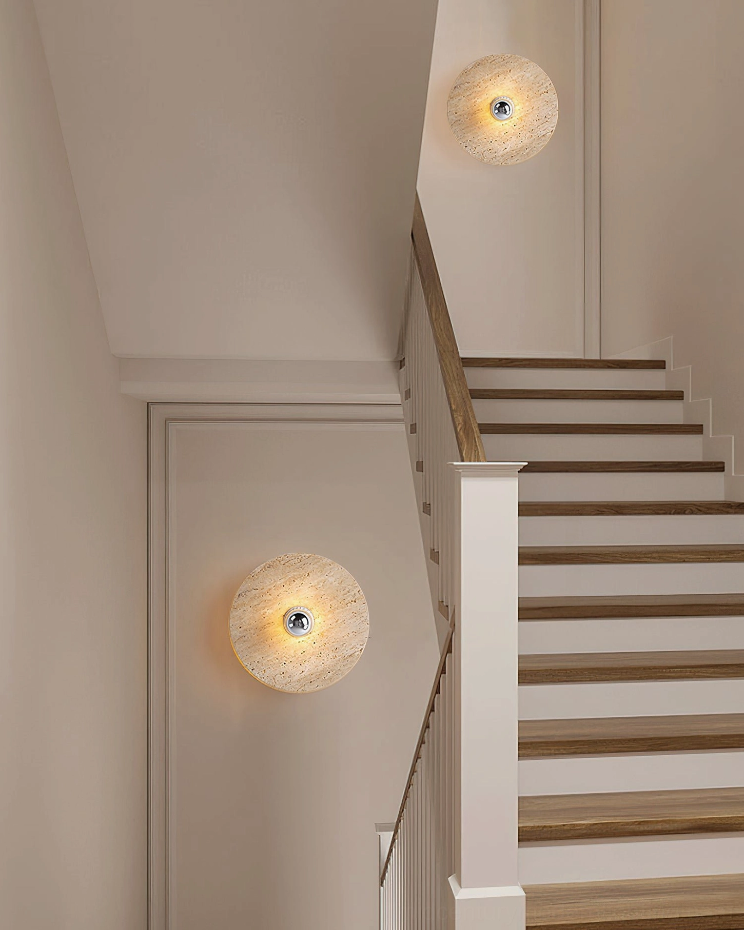 Travertine natural stone ceiling light size comparison large 50cm diameter flush mount fixture