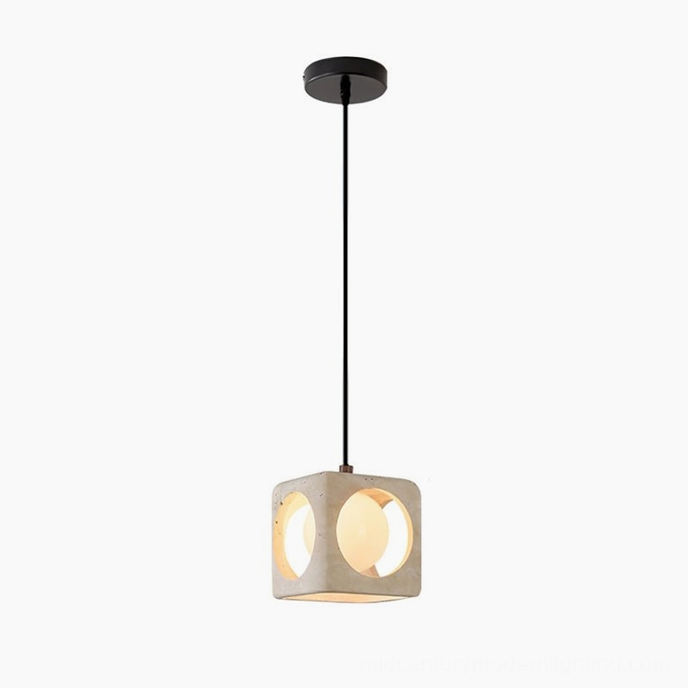 Travertine pendant light natural porous stone texture mid-century modern design artistic lighting fixture