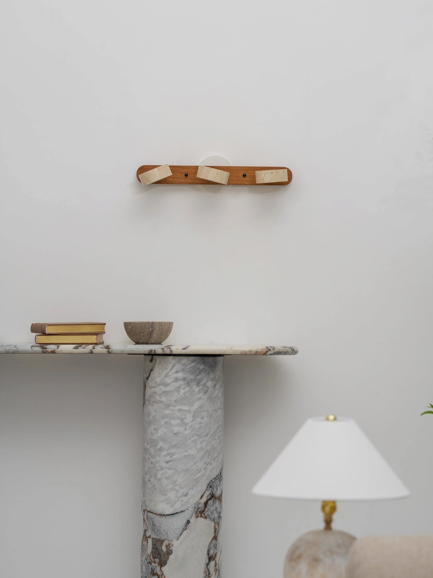 Elias travertine wall lamp entryway hallway application space saving design