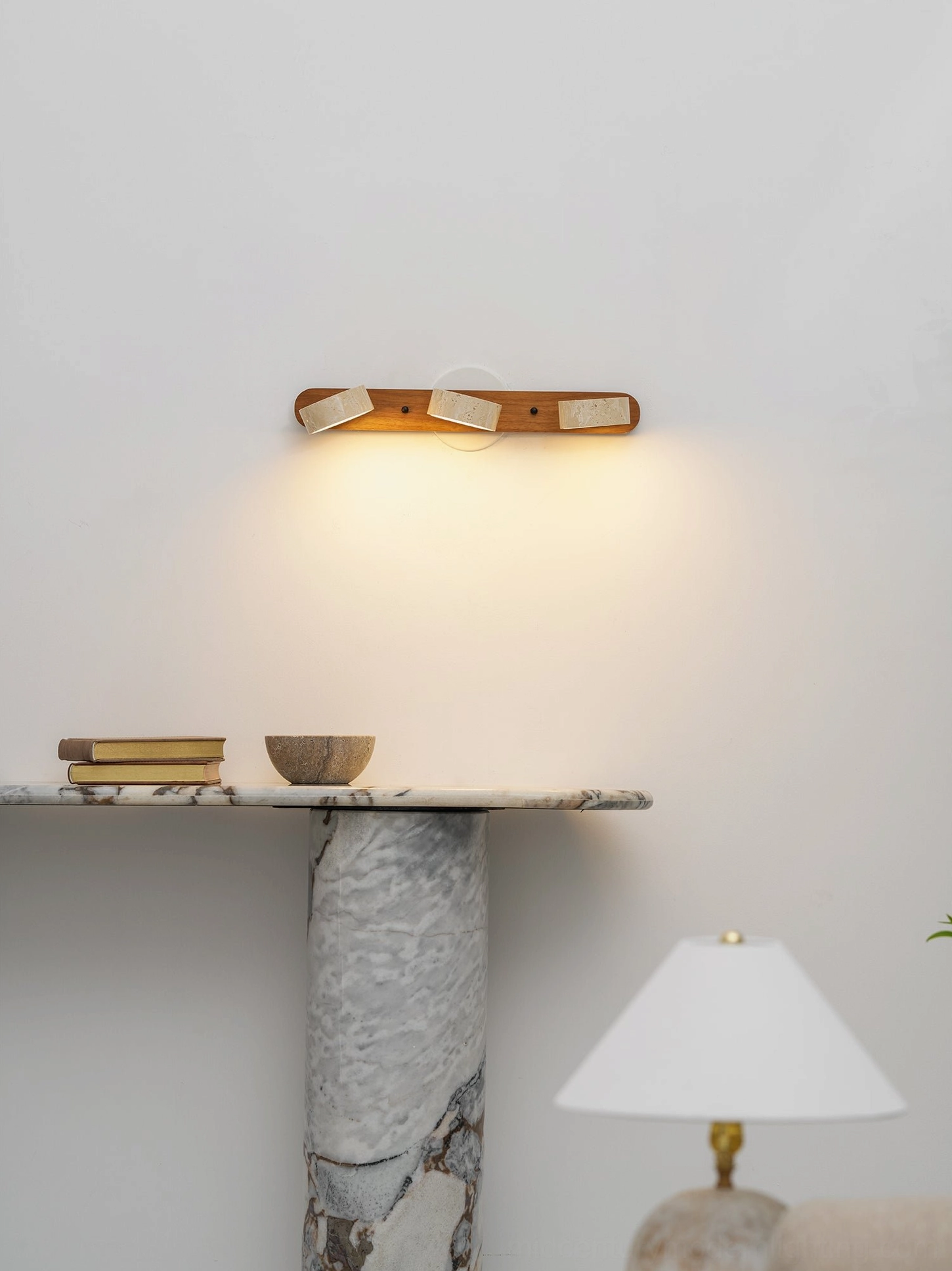 Travertine wall lamp integrated LED technology energy efficient illumination