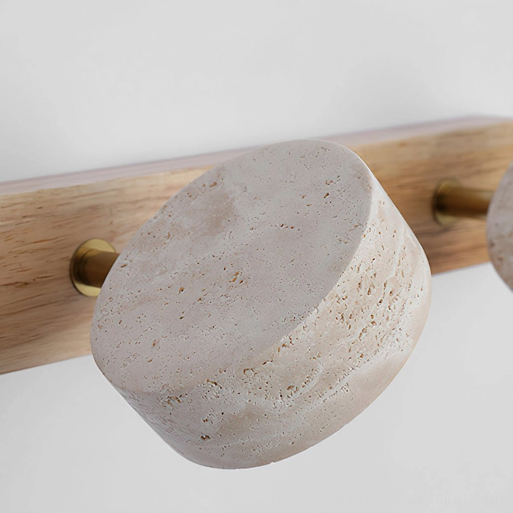 Travertine wall lamp powder room statement piece architectural detail