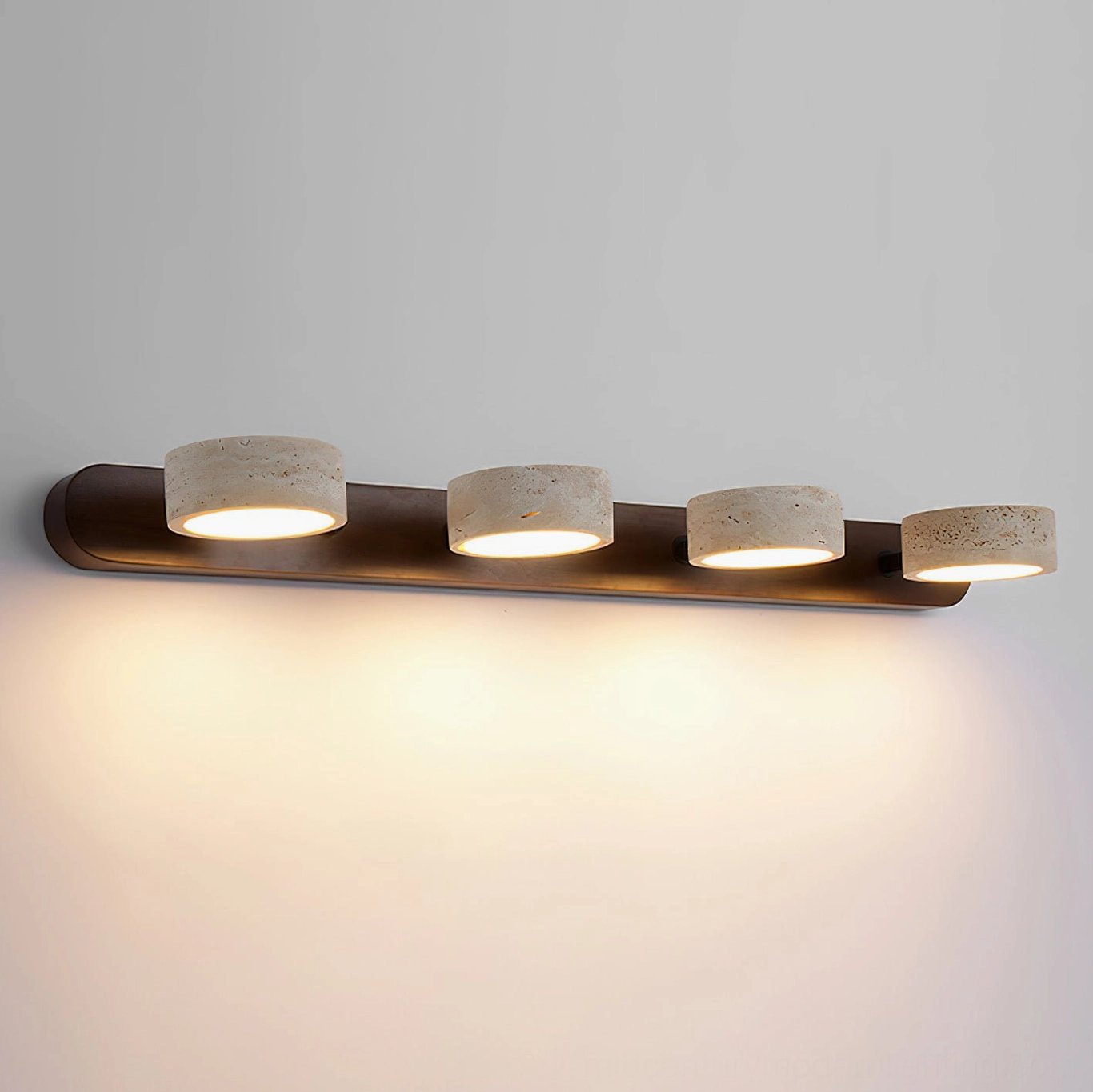 Travertine wall lamp visual rhythm design composition natural stone arrangement