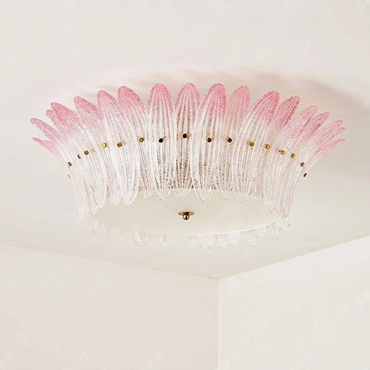 Treviso 31.5 inch frosted glass semi-flush ceiling light with crushed-ice finish, large statement version