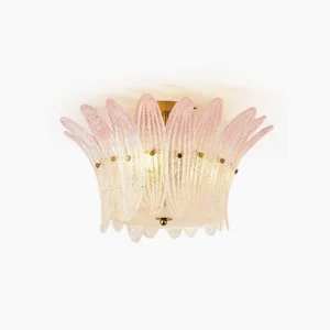 Treviso frosted glass semi-flush ceiling light with crushed-ice finish and polished chrome hardware, front close-up view on white background