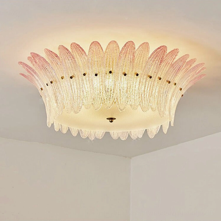 Treviso large 31.5 inch diameter sculptural ceiling light with frosted petal-shaped glass and polished chrome hardware