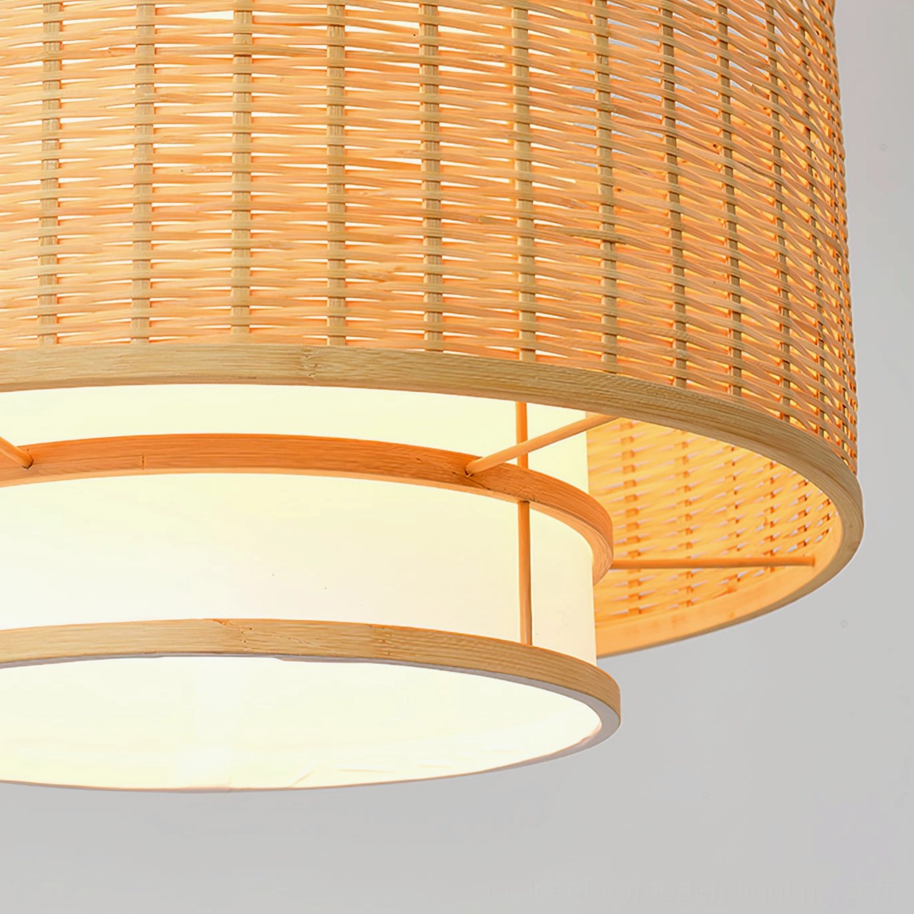 Trinidad natural bamboo rattan pendant lamp close-up detail shot of weave texture and construction