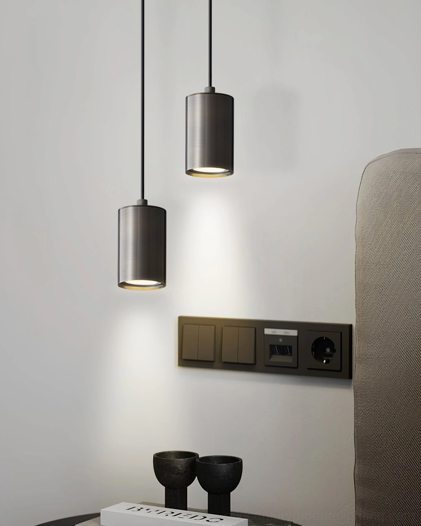 Matte black trio pendant light in modern loft - industrial contemporary ceiling fixture