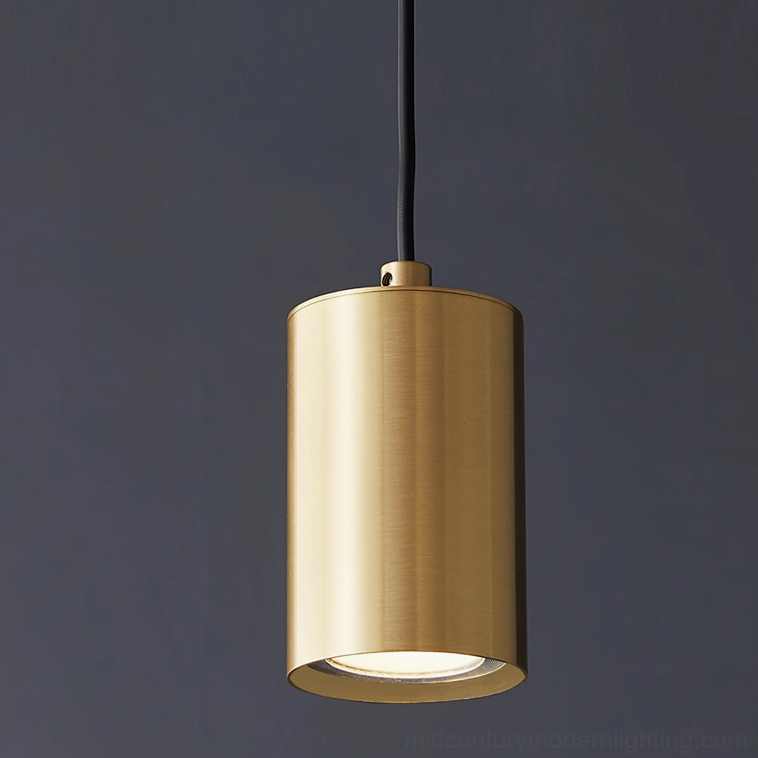 Trio pendant cylindrical brass design - geometric minimalist lighting form detail