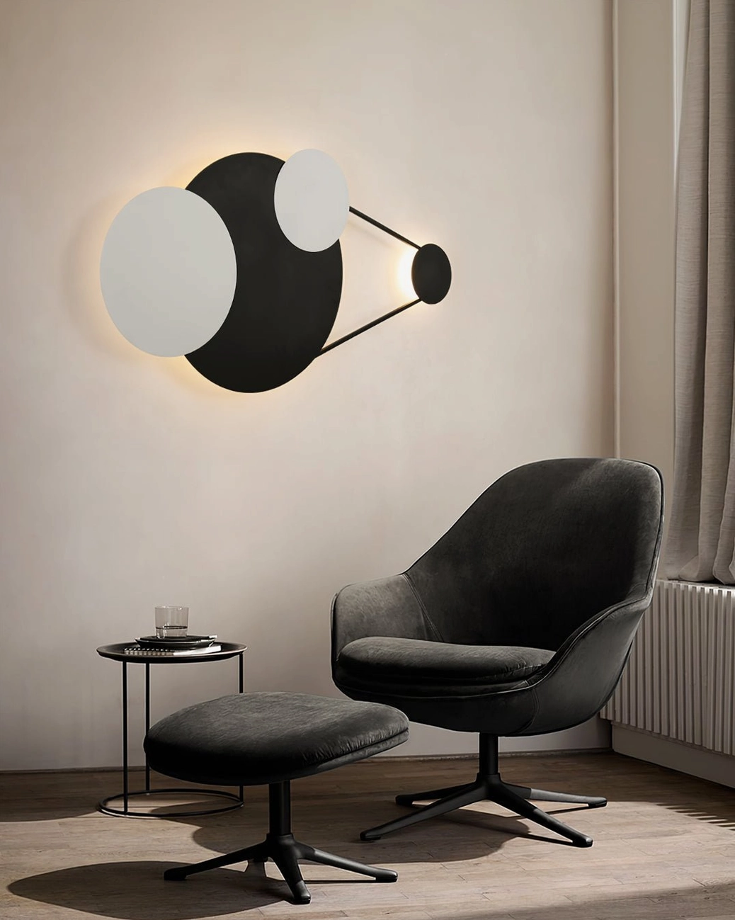 Vertical Trio geometric wall lamp showcasing sculptural three-panel design against neutral background