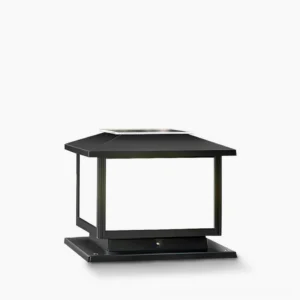 Triton solar pillar lamp - square minimalist black frosted acrylic design studio shot