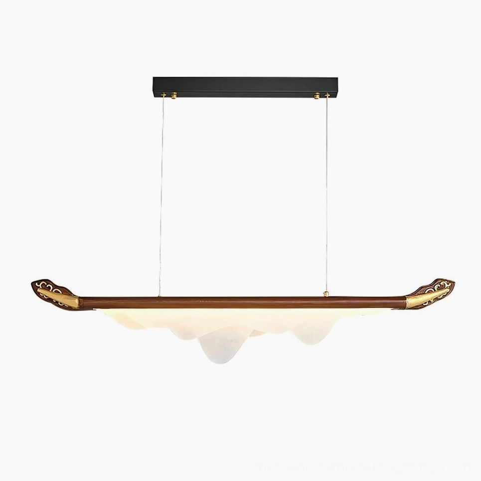 Troag linear walnut pendant chandelier, multiple size options for mid-century modern homes