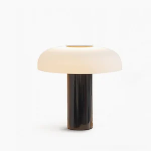 Tropico Black Marble Table Lamp with frosted white glass shade, minimalist design on studio background