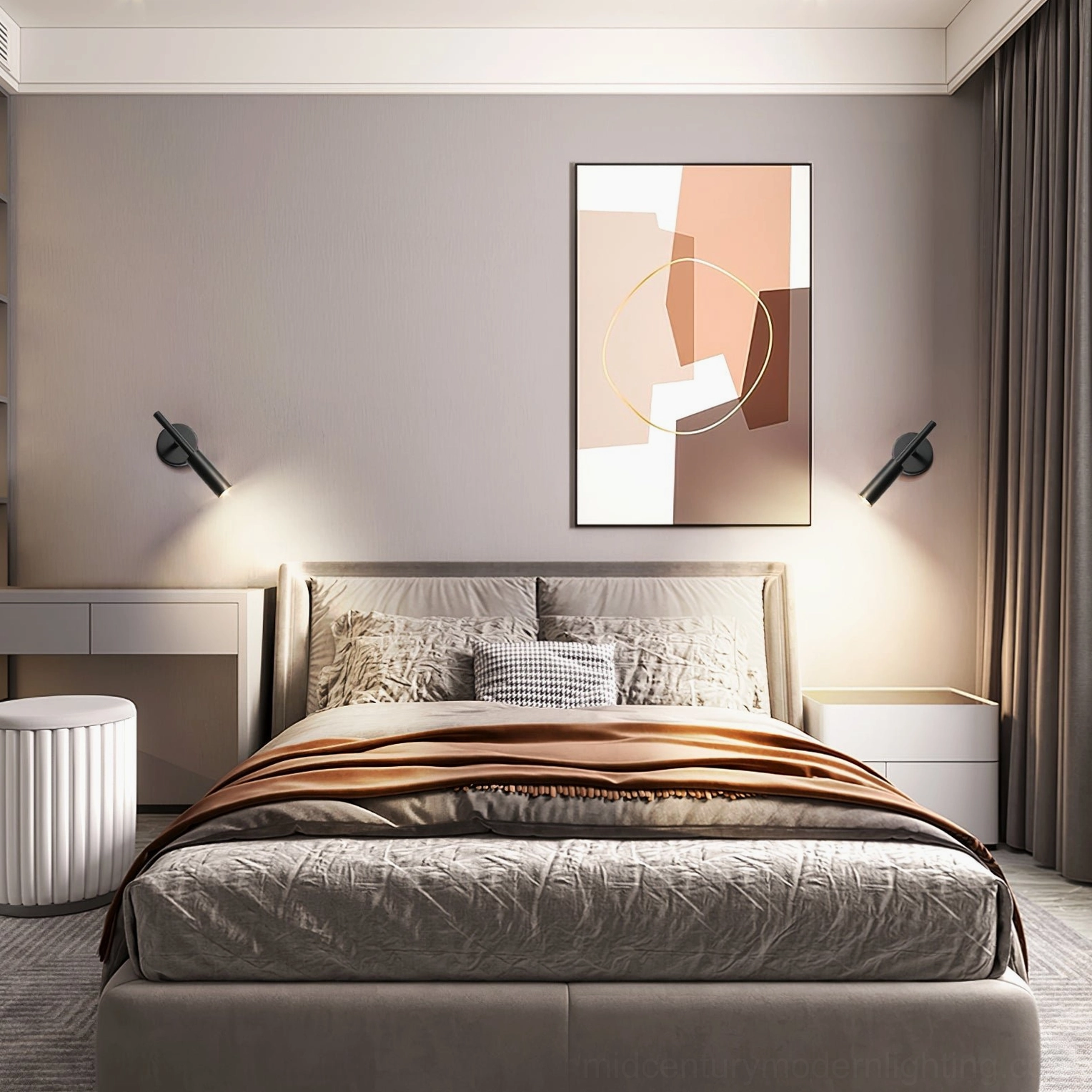 Pair of Tubino black recessed wall sconces bedroom bedside fixtures modern interior