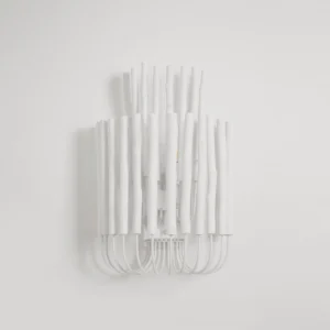 Close-up detail of Twiggy wall light showing dense white-painted metal framework and organic branch-inspired design