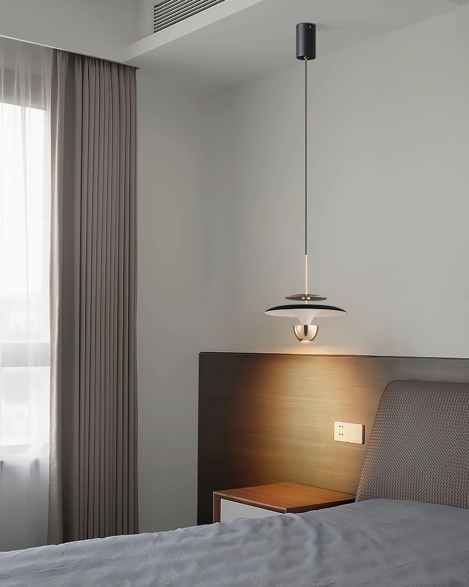 Modern UFO pendant light bedroom installation simple interior