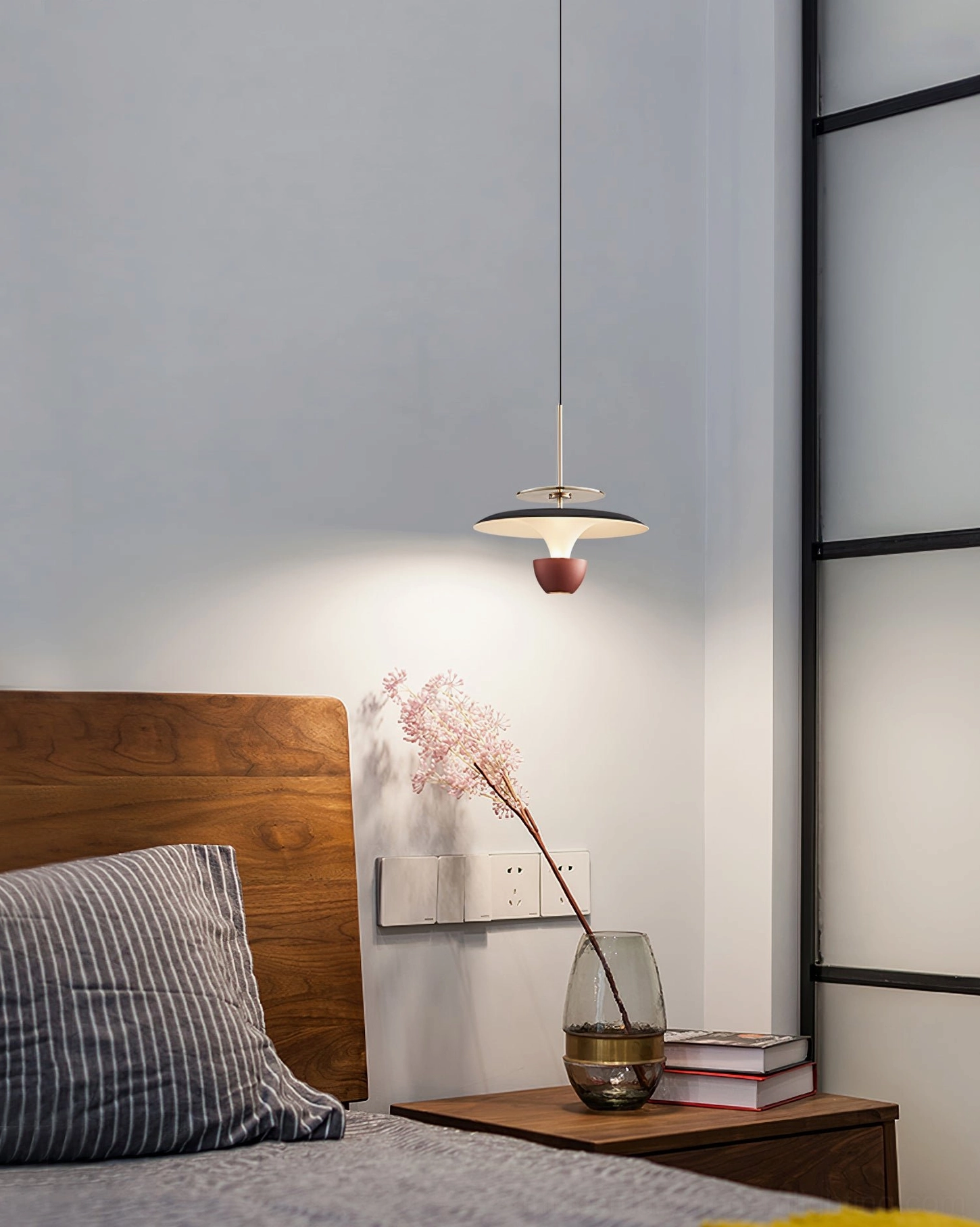 Mid-century modern UFO pendant light contemporary loft setting