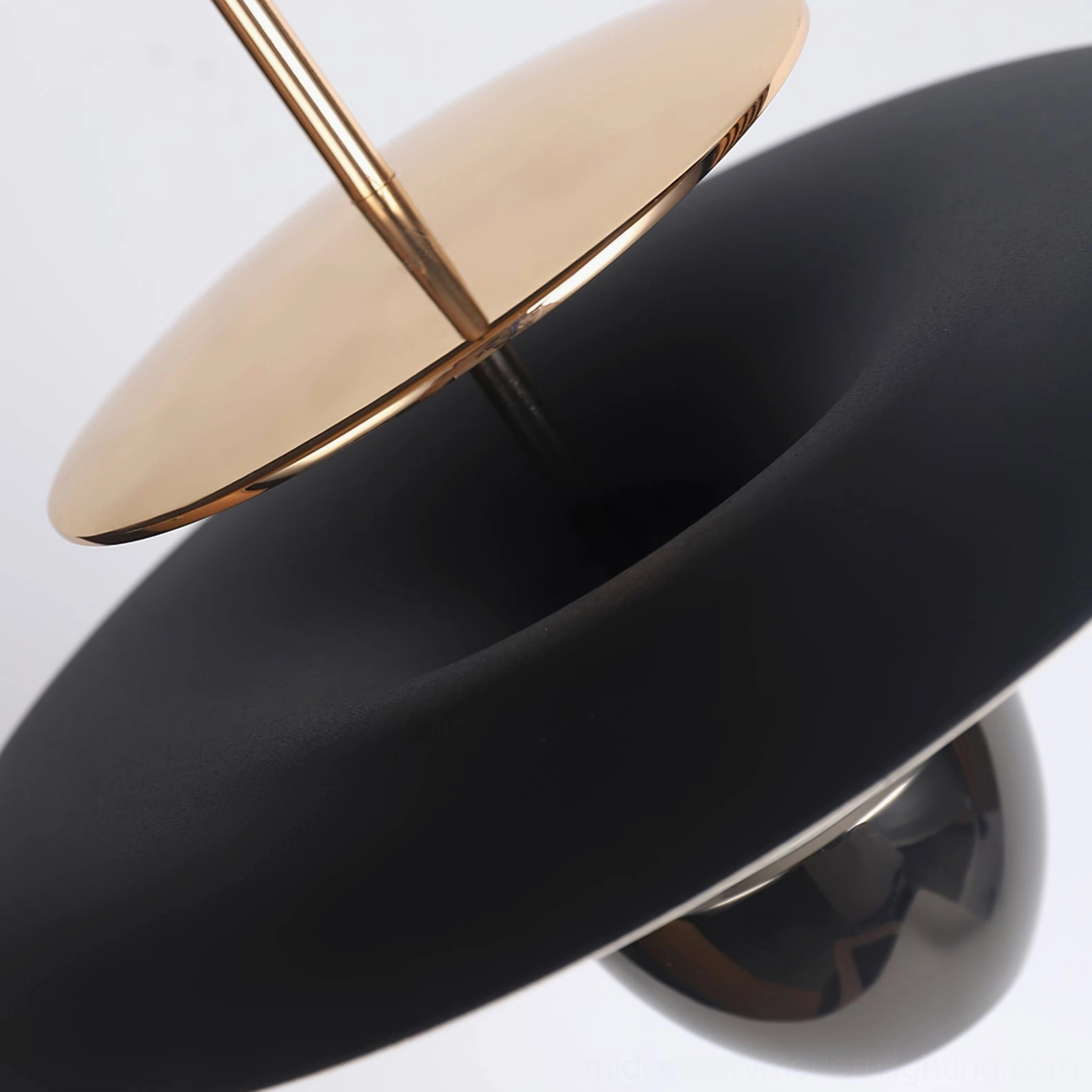 UFO pendant lamp gold metal hardware component macro detail