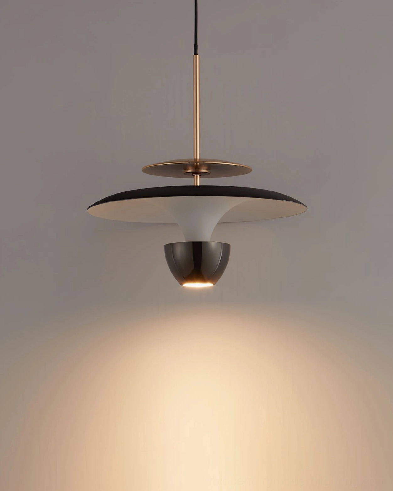 Mid-century modern UFO pendant light retro-futuristic design