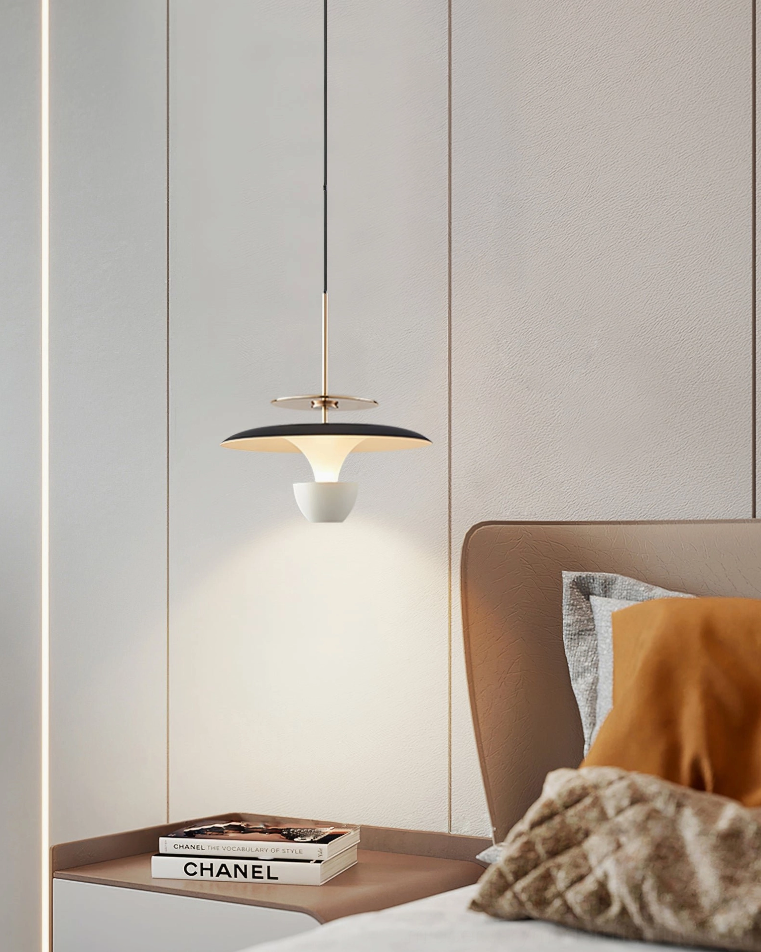 White and black UFO pendant light scandinavian modern style