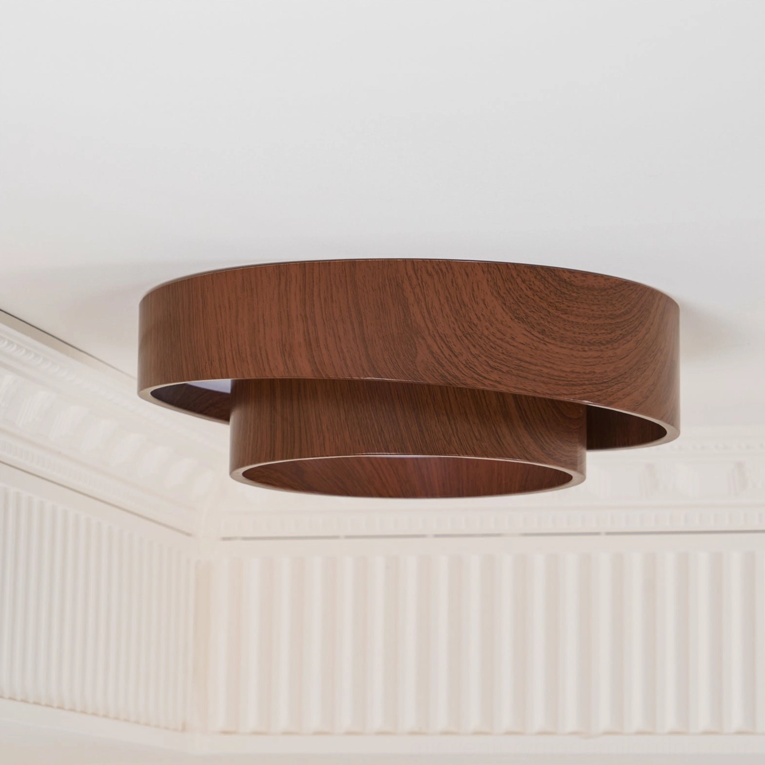 Vaako large 50cm ceiling lamp mounted in spacious open plan interior creating ambient warm light