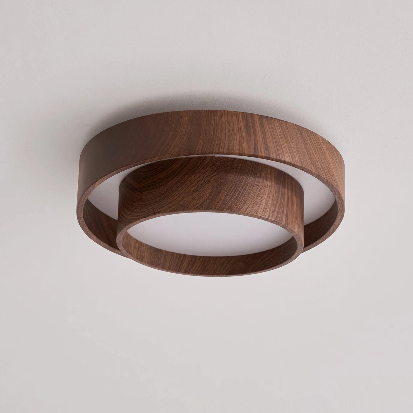 Vaako walnut ceiling lamp full product shot studio lighting showing complete fixture design and finish