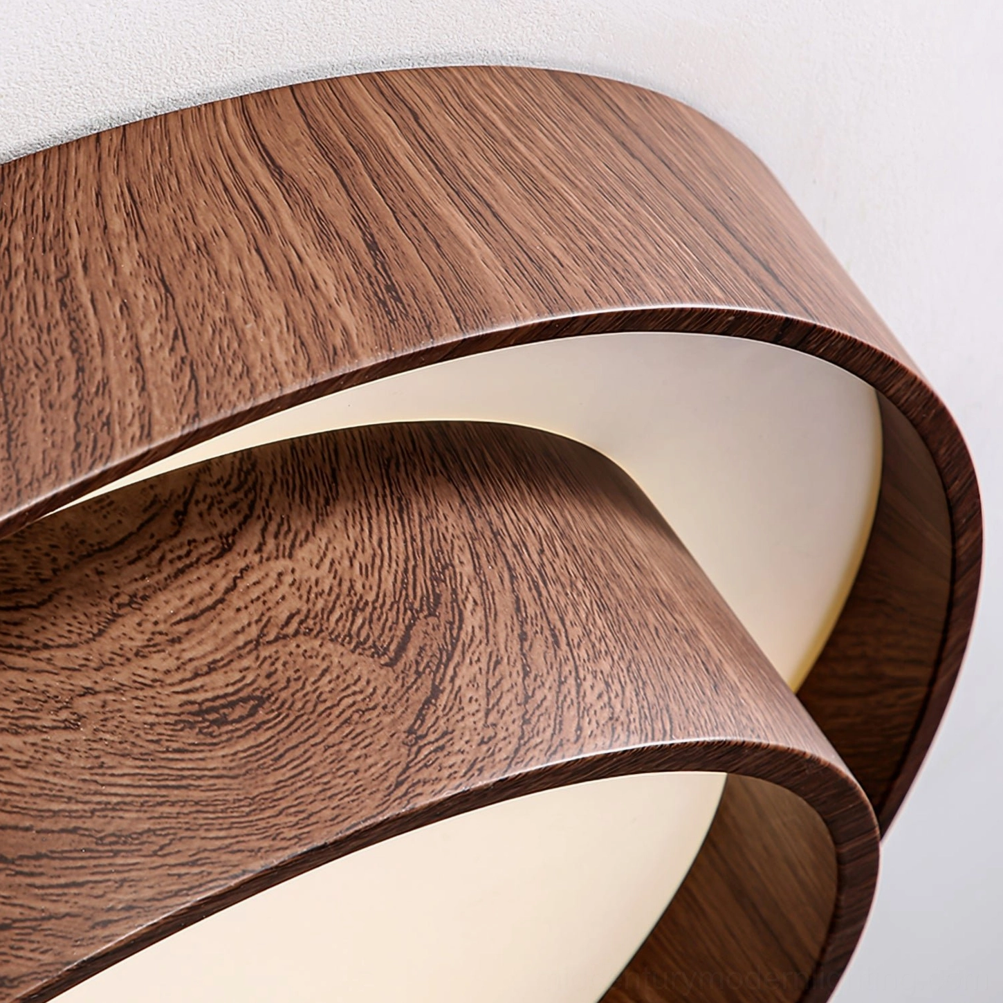 Vaako walnut ceiling lamp lifestyle image in contemporary home interior design setting with warm ambiance