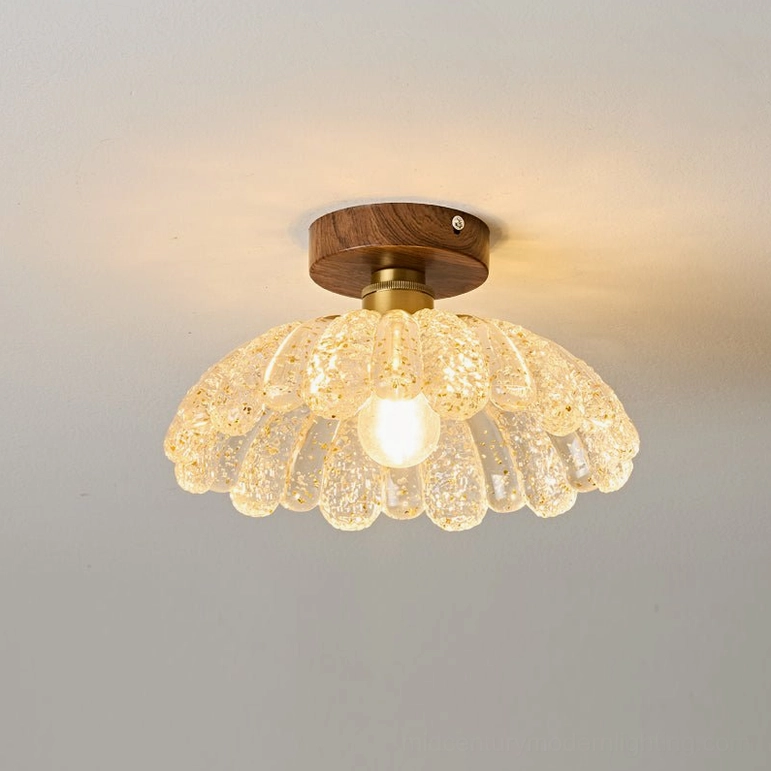 Vaczon ceiling lamp overhead view with warm yellow Edison bulb illuminated