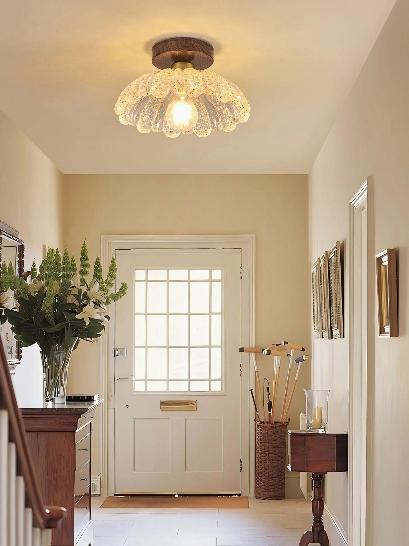 Vaczon vintage ceiling lamp above staircase in classic residential interior