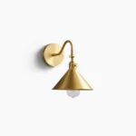 Valmont brass wall lamp side front view studio shot modern mid-century design