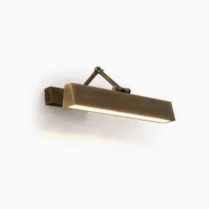 Vance linear wall sconce front view geometric trapezoidal design antique brass finish