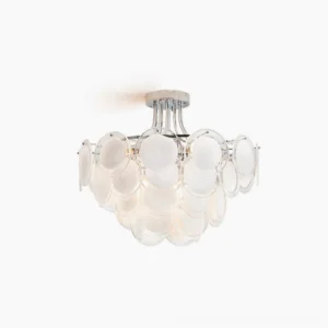 Veneziana Disc semi-flush ceiling mount modern glass chandelier chrome hardware front view