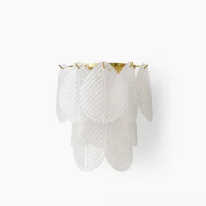 Verbier gold leaf wall sconce frosted glass modern design front view studio shot