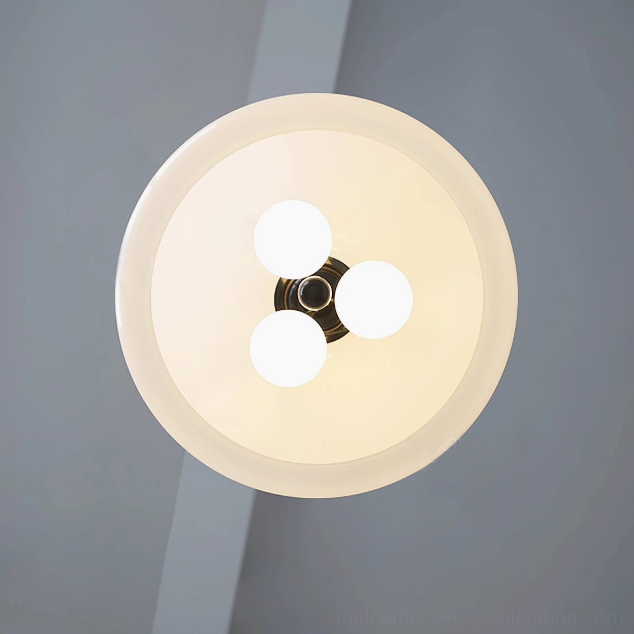 Verona ceiling pendant fixture installed overhead showing bottom-up installation view and trim detail