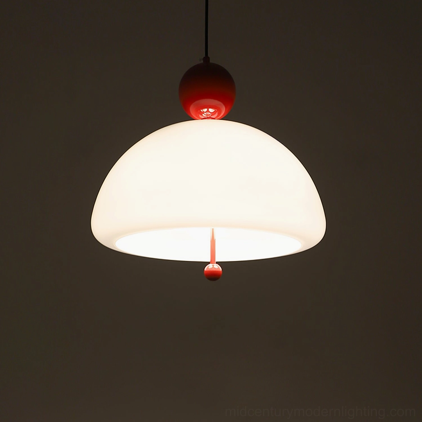Verona glass pendant suspended in modern living space with contemporary furniture coordination