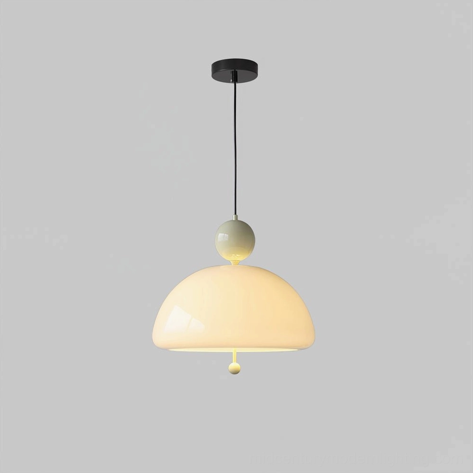Verona hand-blown glass pendant featuring yellow accent orbs and cream-toned dome