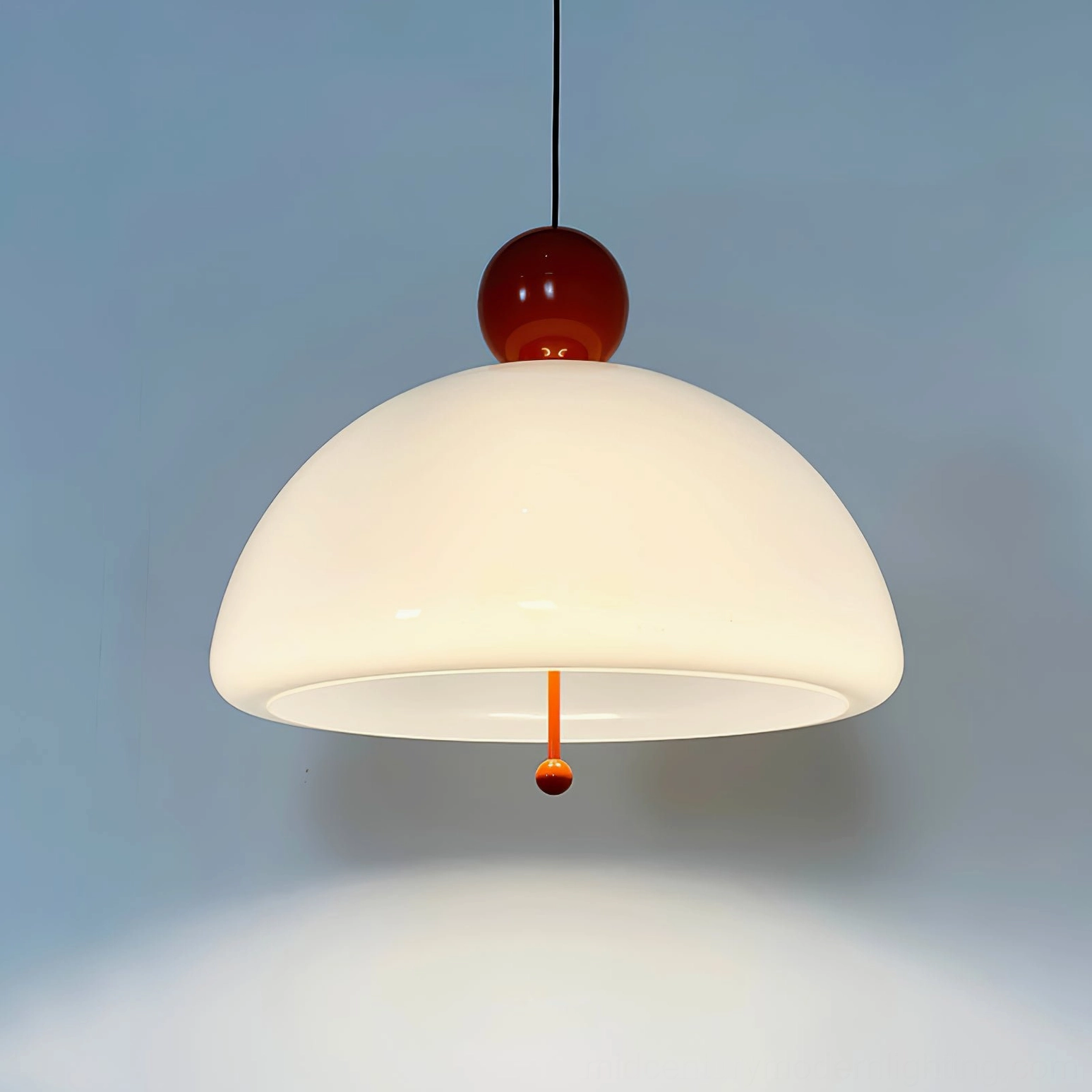Verona mid-century modern glass pendant lamp full room styling and interior application