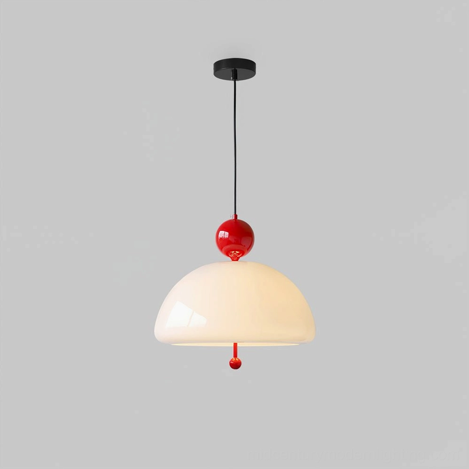 Verona glass pendant lamp red and white color combination detail photography