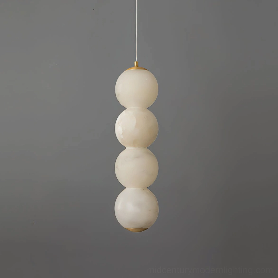 Vertical stacked alabaster globe pendant architectural minimalist lighting fixture