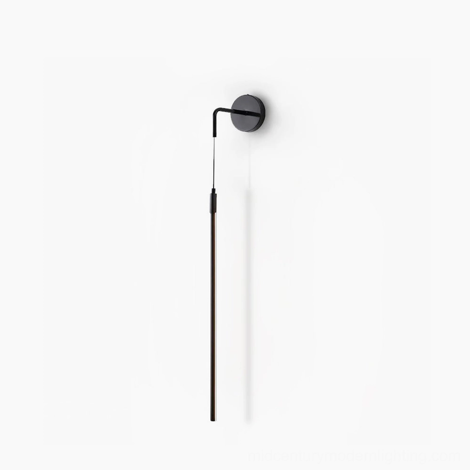 Vesta matte black linear wall lamp frontal studio view modern minimalist LED light