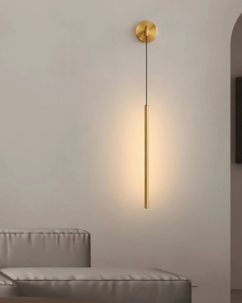 Vesta wall lamp installed above bedroom headboard architectural accent lighting