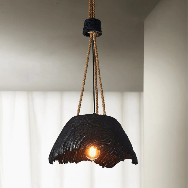 Viana vintage pendant light in matte black finish showcasing organic striated texture and industrial aesthetic
